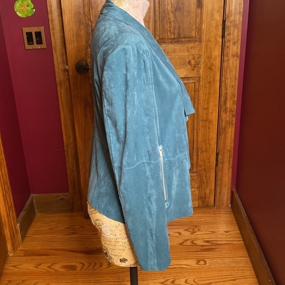 NWT Bagatelle Turquoise Teal Faux Suede Blazer Cardigan Jacket Sz L - Picture 3 of 11